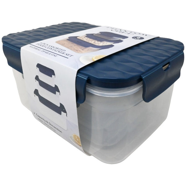 3pk Nvy Rect Food Container Set C/P 12 Phantom Chef