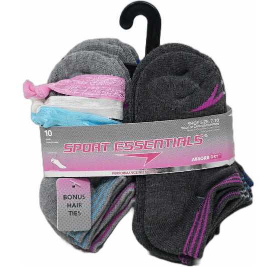 10pk 4-6 SP STRIPED WELT HC NS SOCKS WITH BONUS C/P 60