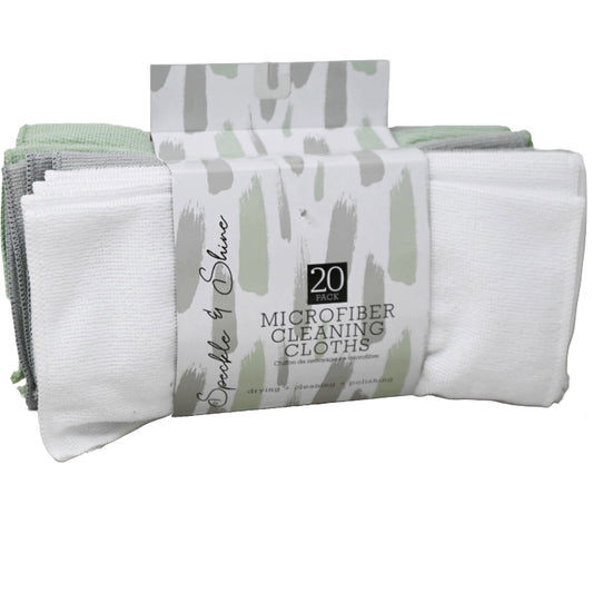 20pk SOLID WHITE/GREY/GREEN MICROFI C/P 24BER CLOTH