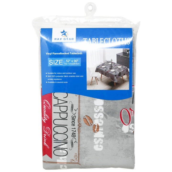 52x90" PRINTED VINYL TABLECLOTH wFLANNEL BACKING C/P 24
