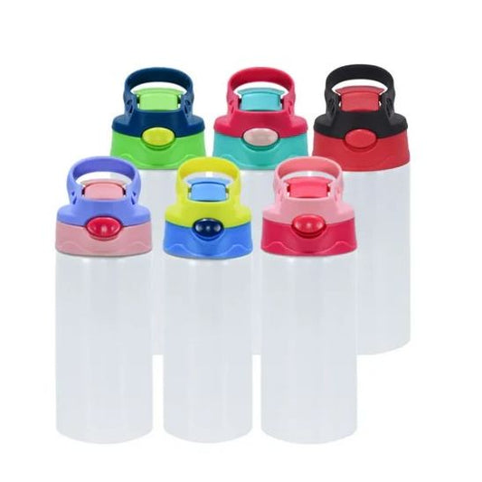 Asst 16oz White Stainless Steel Double Wall Bottle w/Flip Open Tab Lid (No Label or UPC) C/P 30