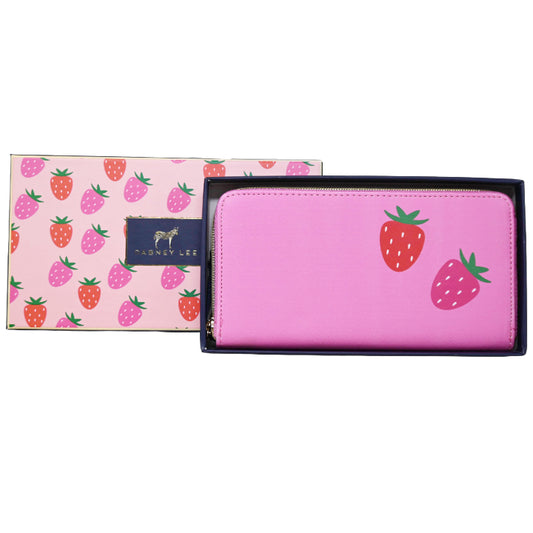 *OUTSIDE OF CA* LRG STRAWBERRY PRINT ZIPPER WALLET IN GIFT BOX C/P 40