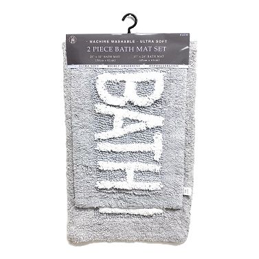 2pc BATH GREY BATH MAT C/P 12