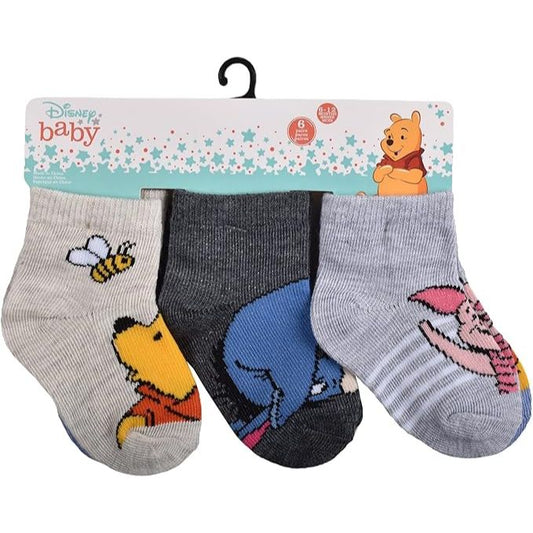 6pk WINNIE THE POOH THE WOOD CREW SOCKS SIZE 6-12m C/P 12