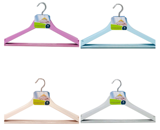 WOODEN  HANGERS SET OF 4PCS PASTEL C C/P 64