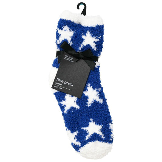 *NO USA* Ladies 9-11 BLUE 2pk Stars Butter  Socks C/P 60