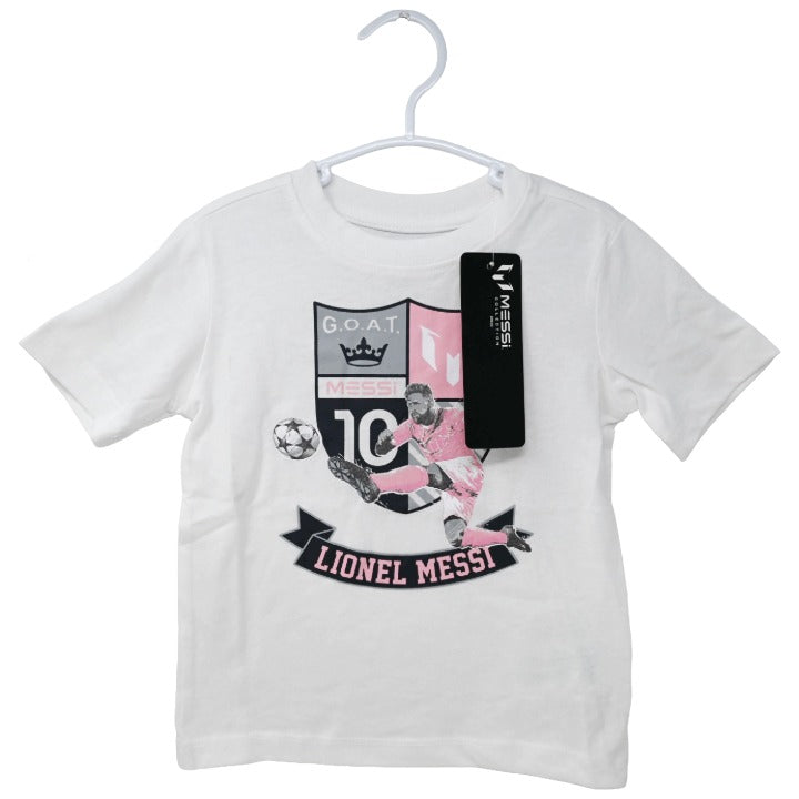 MESSI WHT ACTION CREST GRAPHIC T-SHIRT 3-ASST SIZE 2T,3T,4T C/P 24