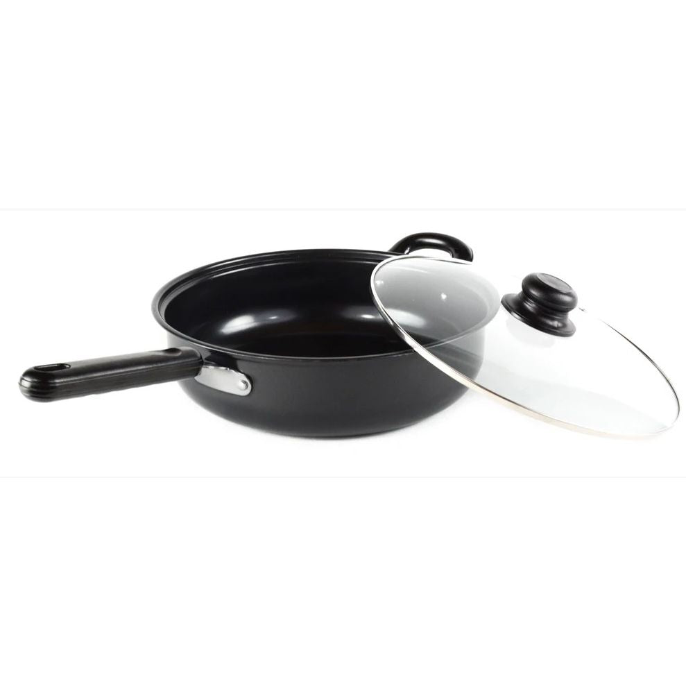 12" Chicken Fryer with Glass Lid Black Carbon Steel C/P 6