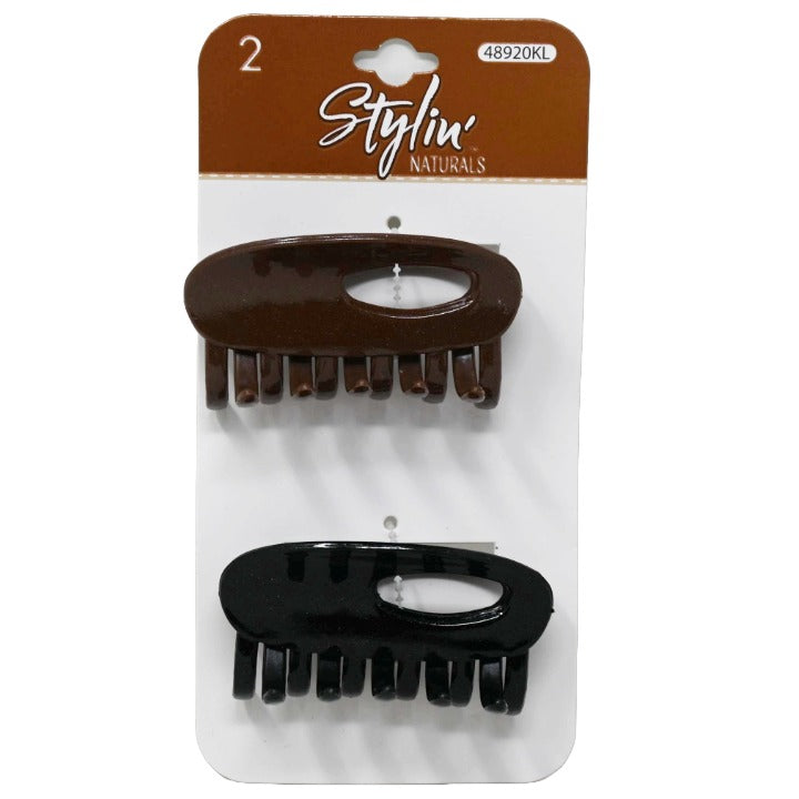 2pc Hair Claw Clips Brn Blk C/P 144