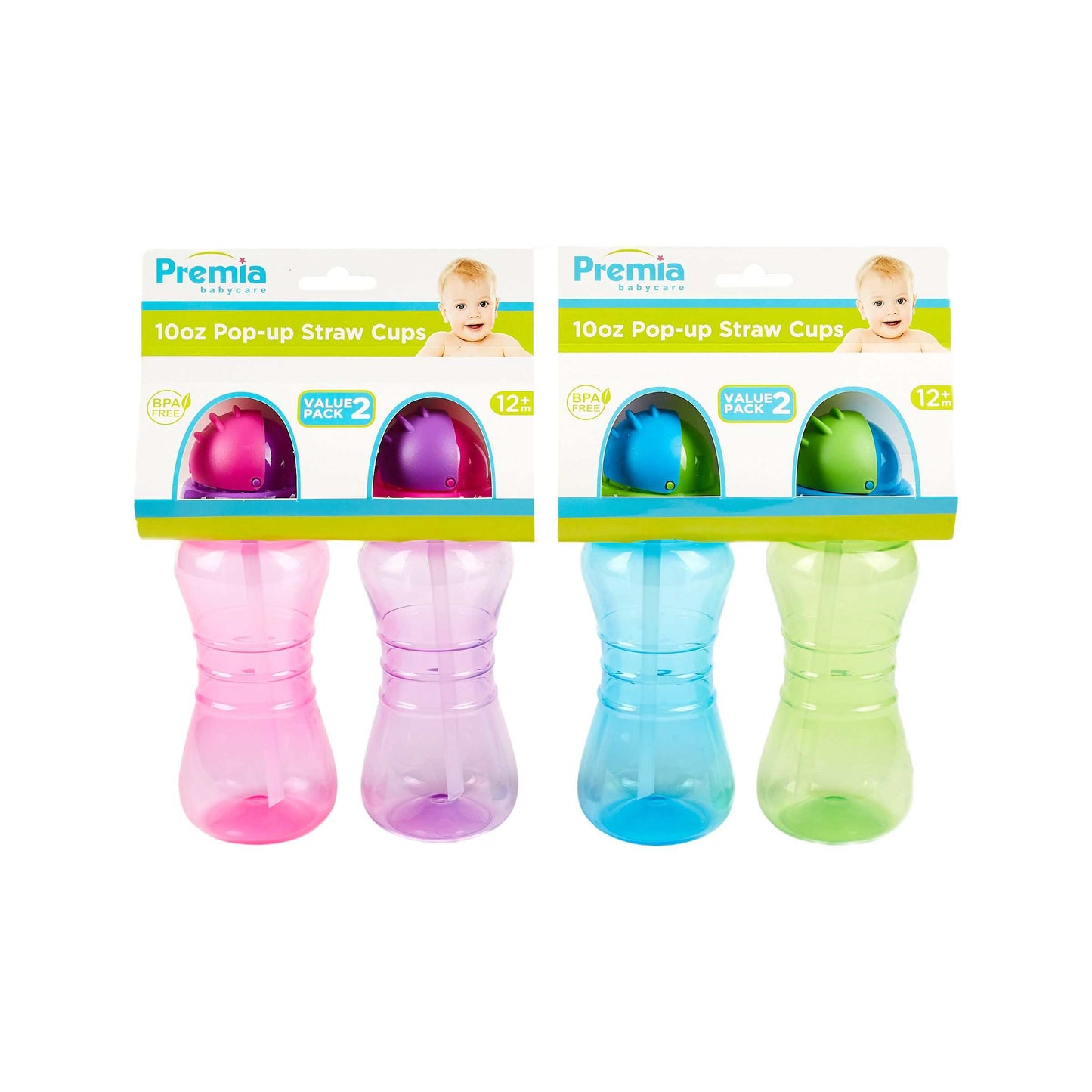 Premia Baby 2pk Pop-up Straw Cups C/P 12