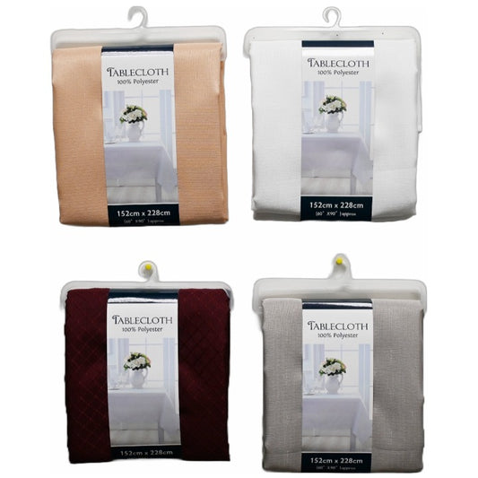 60"x90" ASST SOLID POLYESTER TABLECLOTH C/P 24