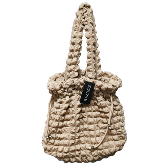 TAUPE QUILTED DRAWSTING HANDBAG C/P 12