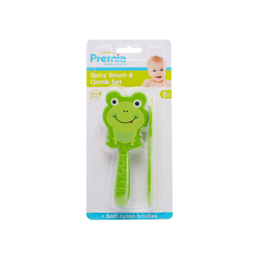 PREMIA BABYCARE DECORATED FROG BABY HAIRBRUSH SET C/P 36
