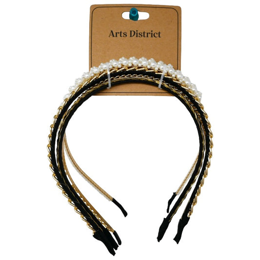 4pk Headband Set Pearl and Metal Jewels C/P 250
