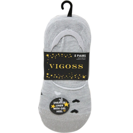 5pk VIGOSS GIRLS MULTICOLOR LINER SOCKS C/P 60