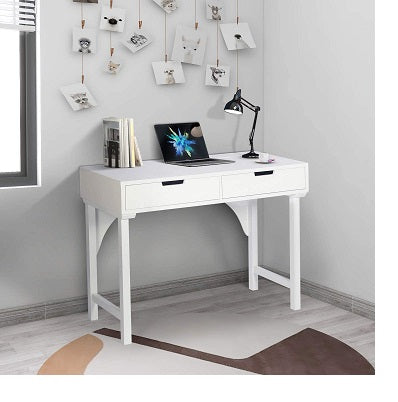 WHITE WOOD DESK WITH 2 DRAWERS C/P 1