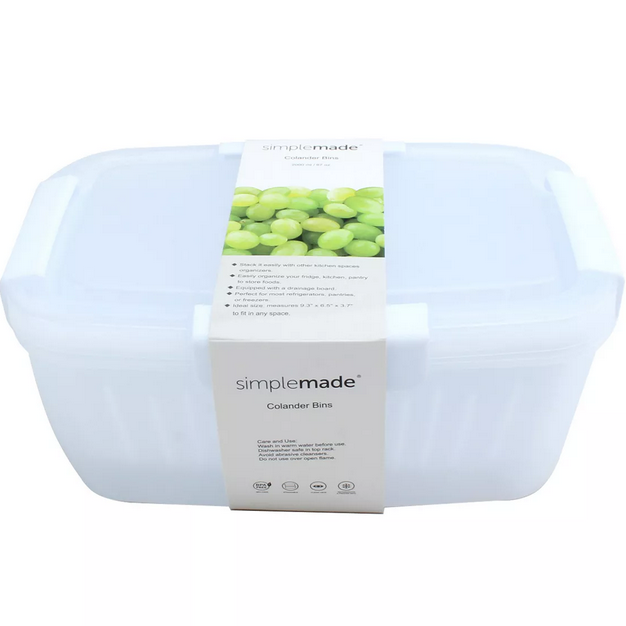 68oz GRAY STORAGE CONTAINER W/BERRY COLANDER C/P 12