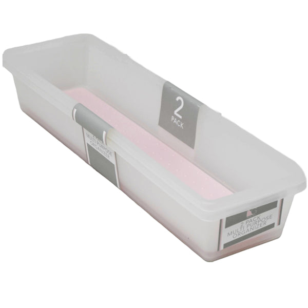 2pk Pink Drawer Organizer with Grey TPR 13x3.62x2.36" C/P 12