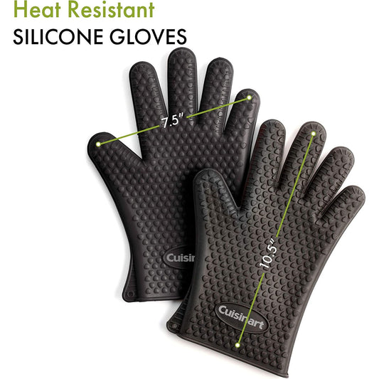 2pk Heat Resistant Silicone Gloves - Black C/P 12