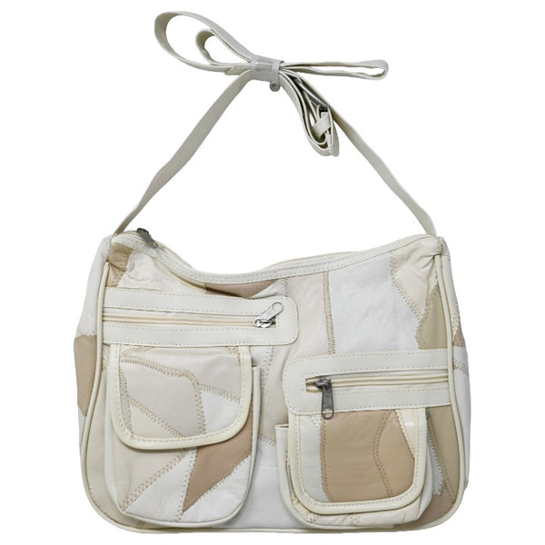 *NO CA* 3PC MOCHA CREAM PATCH LEATHER HOBO BAG (NO UPC) C/P 30