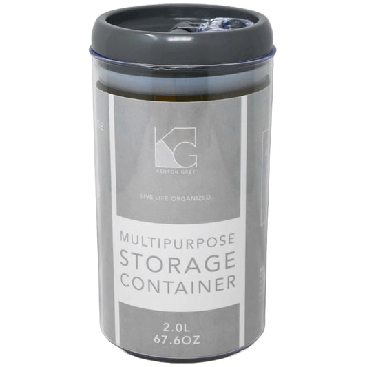 2.0L Round Plastic Food Storage Container wGrey Lid C/P 40