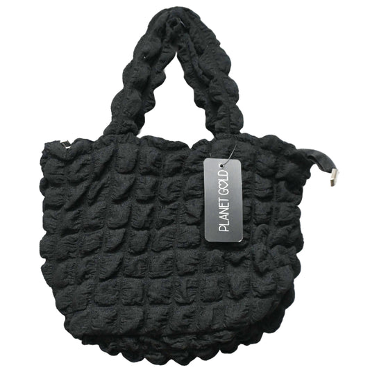 BLACK QUILTED SATCHEL HANDBAG W/TOP ZIPPER C/P 12