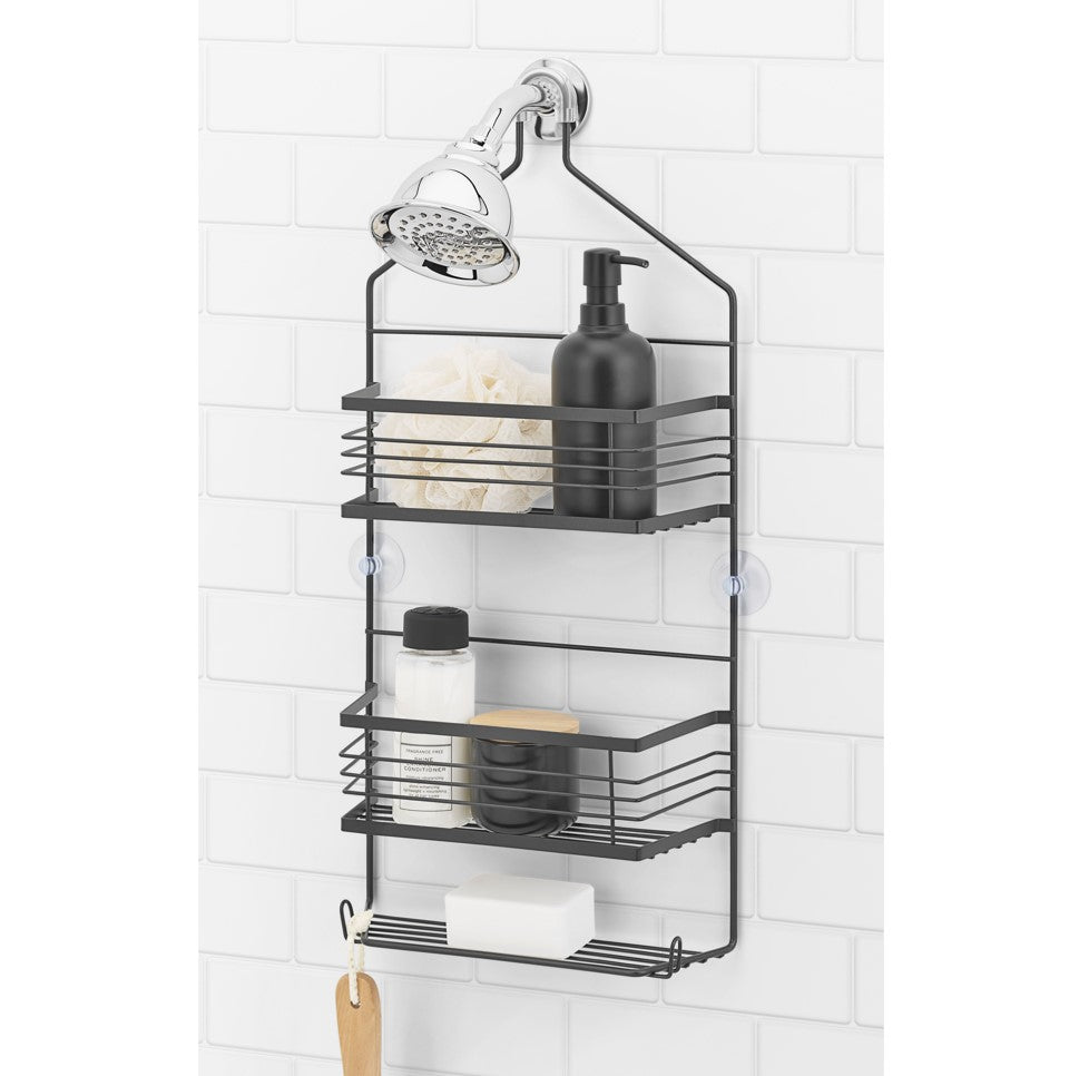 2.5 TIER MATTE BLACK COLEBROOK SHOWER CADDY C/P 12