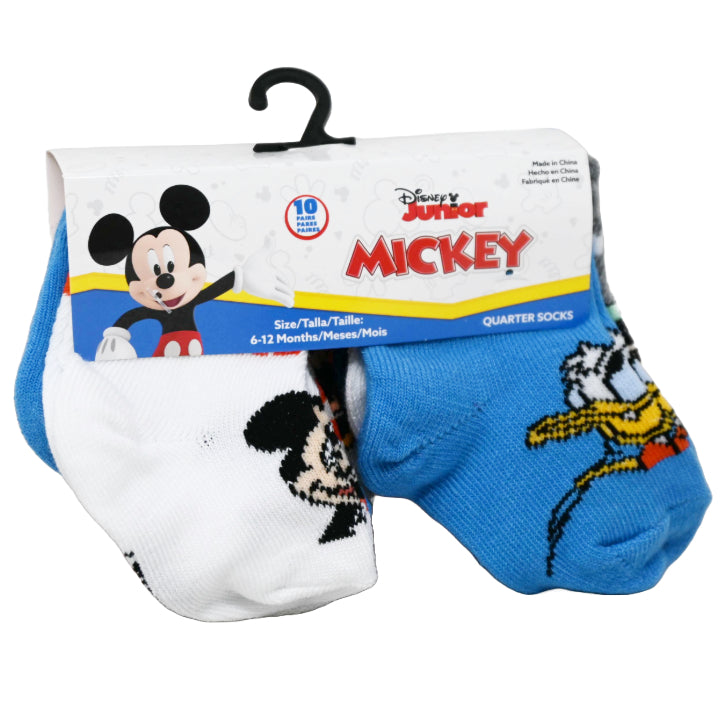 10pk BOYS MICKEY BEST BUDS QRT SOCKS C/P 60