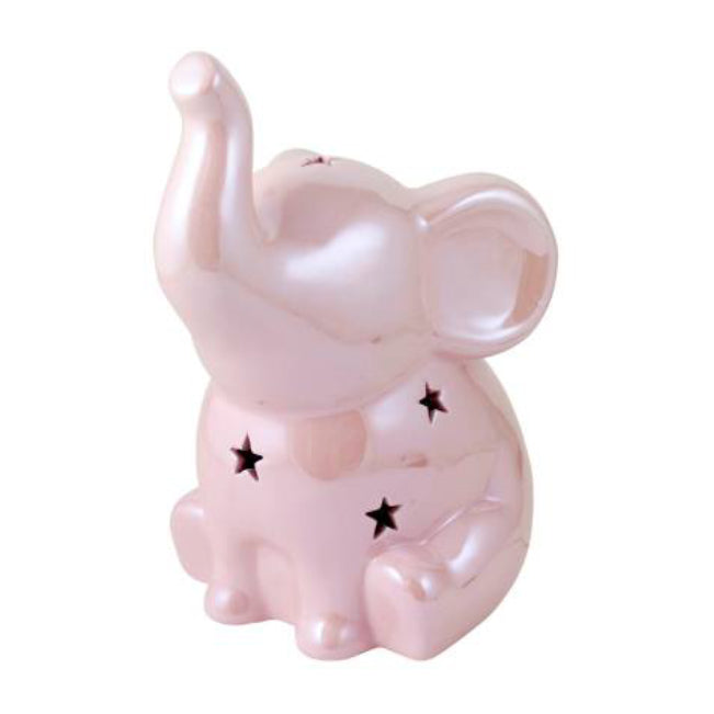 Ceramic Sitting Elephant with Cut Out Stars and LED Lighting C/P 6