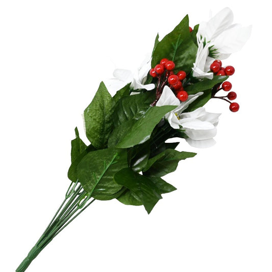 WHITE VELVET POINSETTIA BUSH 12 FLOWERS C/P 48