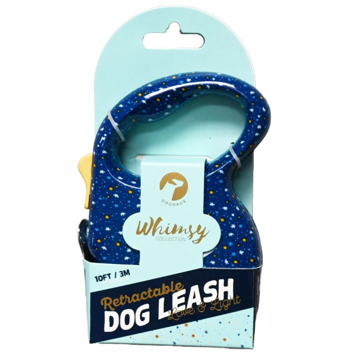 10ft NAVY WHIMSY HAPPY HANUKKAH DOG RETRACTABLE LEASH DOGHAUS C/P 48