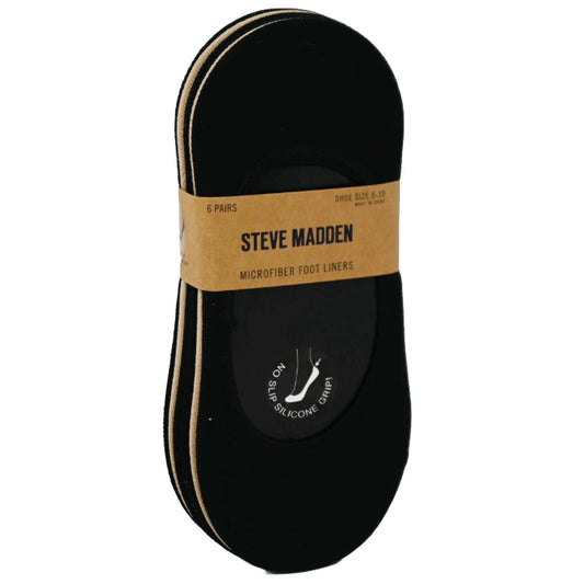 6pk WOMEN MICROFIBER FOOR LINER SOCKS STEVE MADDEN C/P 36