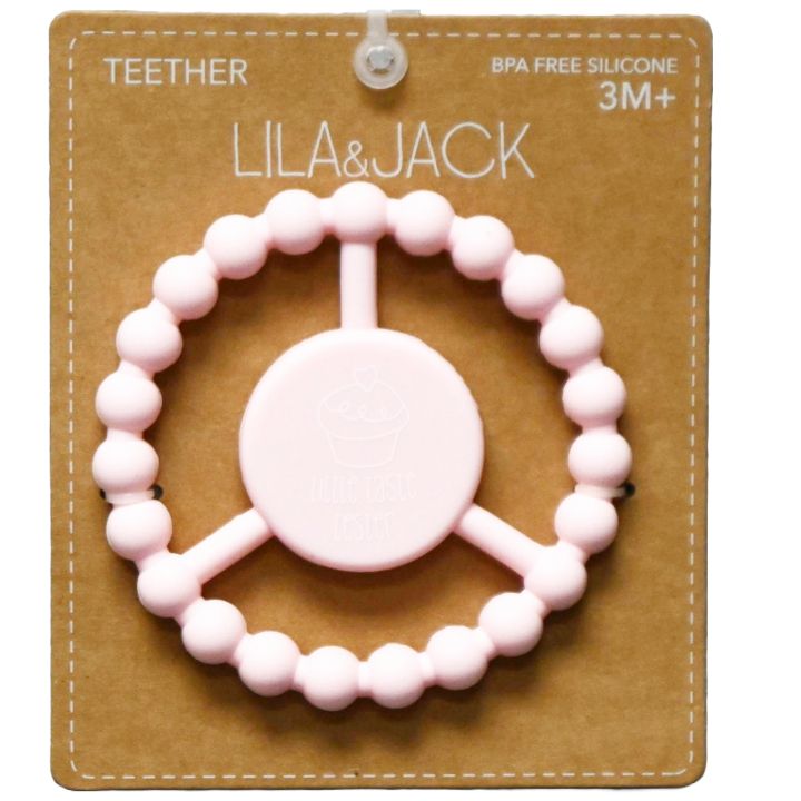 1pc Silicone Peace Teether - Pink "Little Taste Tester" C/P 100