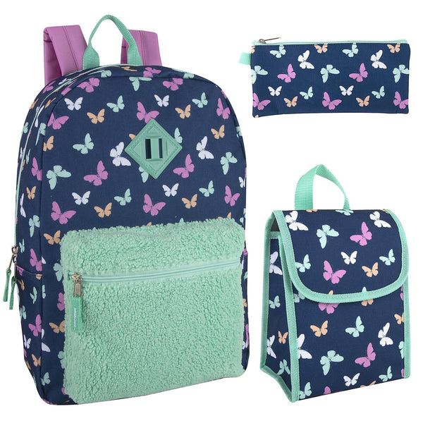 17" GIRLS BUTTERFLIES/TAFFY/ICE GREEN BACKPACK C/P 24