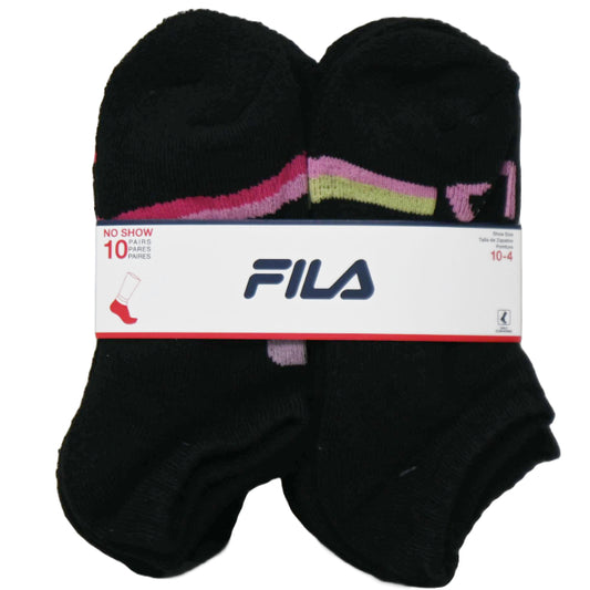 10pk FILA GRL POWER PRINT HC NS SOCKS SIZE 6-8 C/P 60