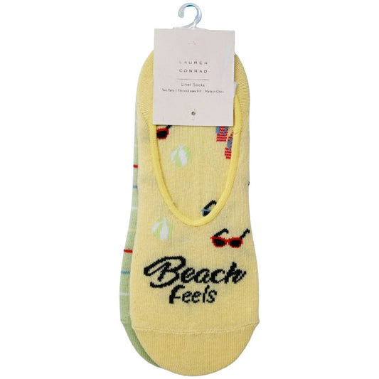 *NO USA* Ladies 9-11 Yellow 2pk LC Beach Feels Liner Socks (PRE-PRICE $8.00) C/P 21