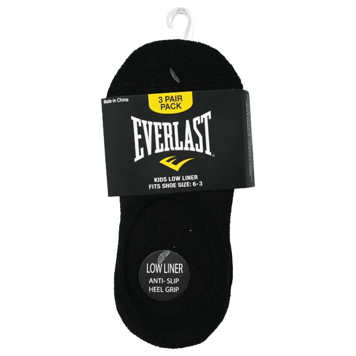 *USA ONLY* Kids Black 3pk Unisex 1/2 Cush Low Liner Socks C/P 30