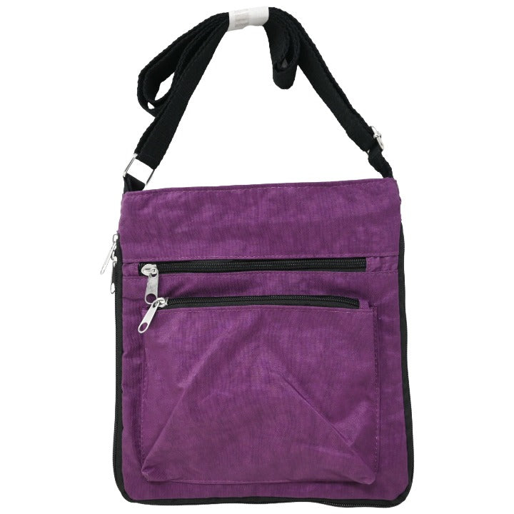 *NO CA* PURPLE NYLON EXPANDABLE CROSSBODY ORGANIZER MESSENGER BAG (NO UPC) C/P 30