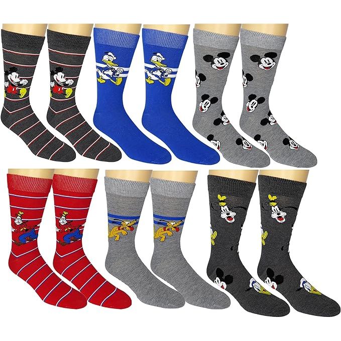 6pk MEN MICKEY AND THE GANG CREW SOCKS SIZE 10-13 C/P 60