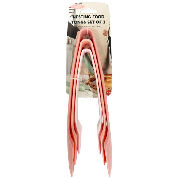 3pc Pink Nesting Food Tongs Set C/P 24