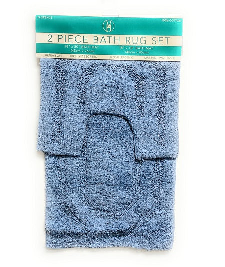 Florance 2pc Blue Bath Mat Set C/P 12