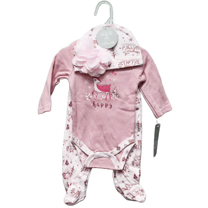 3pc DEER PINK FOOTED PANT SET C/P 48