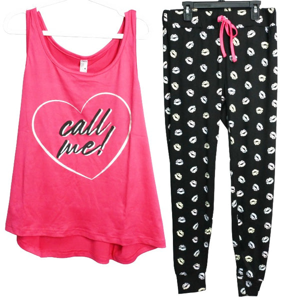 2pc Pnk Lip Tank Jogger Set C/P 36 Lux Dreams