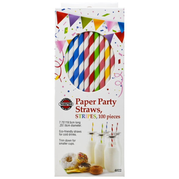 100pc Clr Stripes Straws C/P 100 Norpro