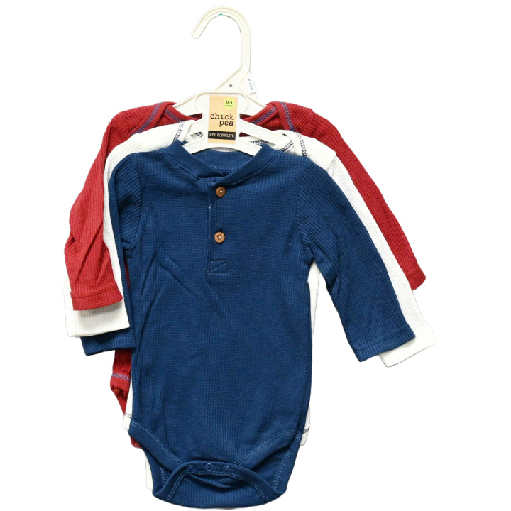 3pk HENLEY BODYSUITS - THERMAL C/P 48