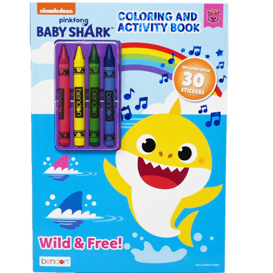 BABY SHARK COLORING AND ACTIVITY BOOK W/4 CRAYONS C/P 24