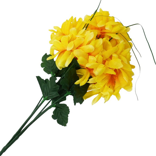 Gold Yellow Ball Mum Bush 6 Flowers C/P 288