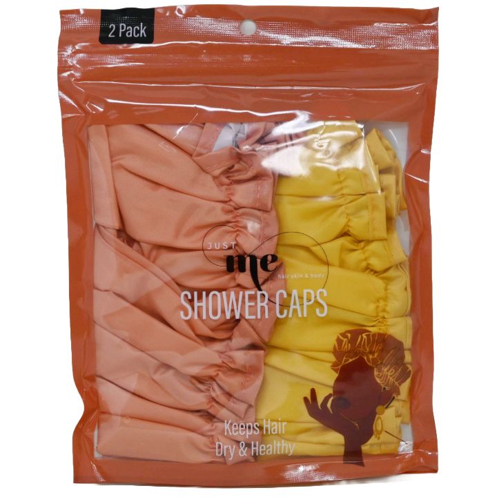 2pc CORAL/YELLOW SHOWER CAP C/P 72