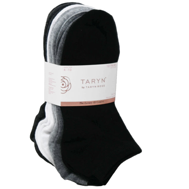 10pk LADIES LOW CUT SOCKS ASST COLORS SIZE 4-10 TARYN ROSE C/P 48