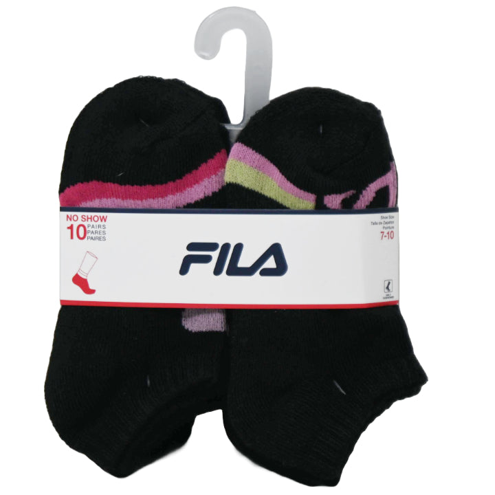 10pk FILA GRL POWER PRINT HC NS SOCKS SIZE 4-6 C/P 60